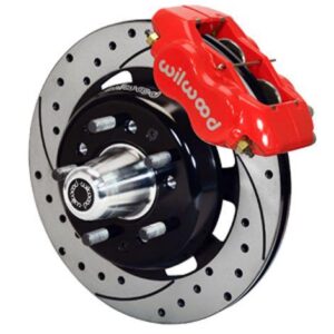 Wilwood WBK140-7676-DR - 55-57 Chevy Front Drilled Kit For Stock Spindle-Red